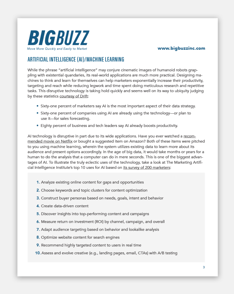 Big Buzz Artificial Intelligence Document