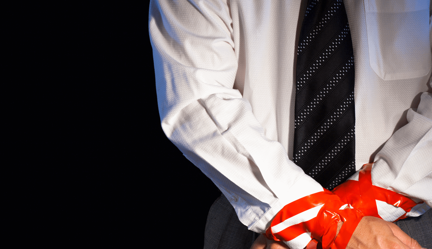 Business Man Tied Up with Red Tape Business Man Tied Up with Red Tape