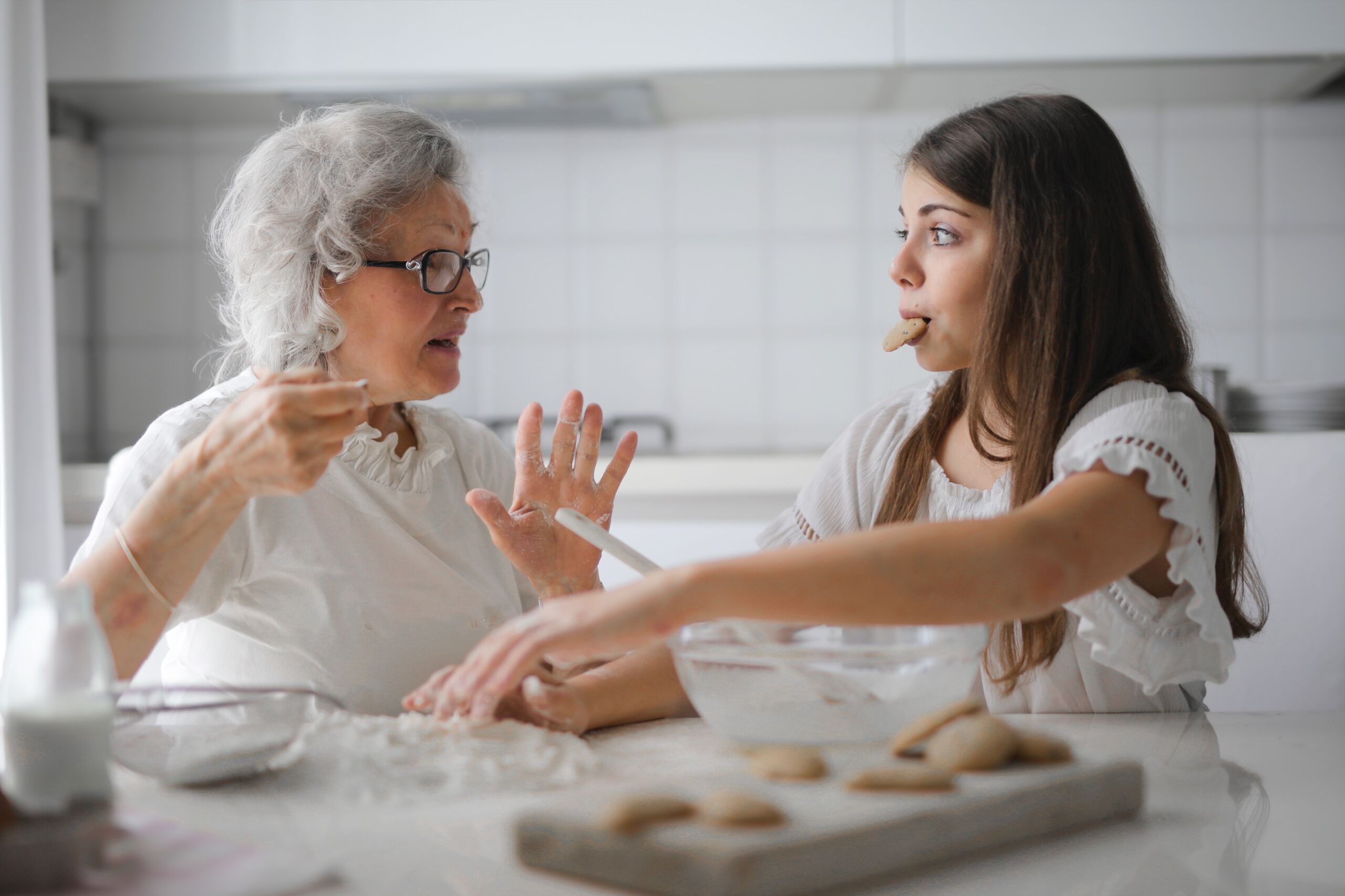 Senior living resident and team member connecting