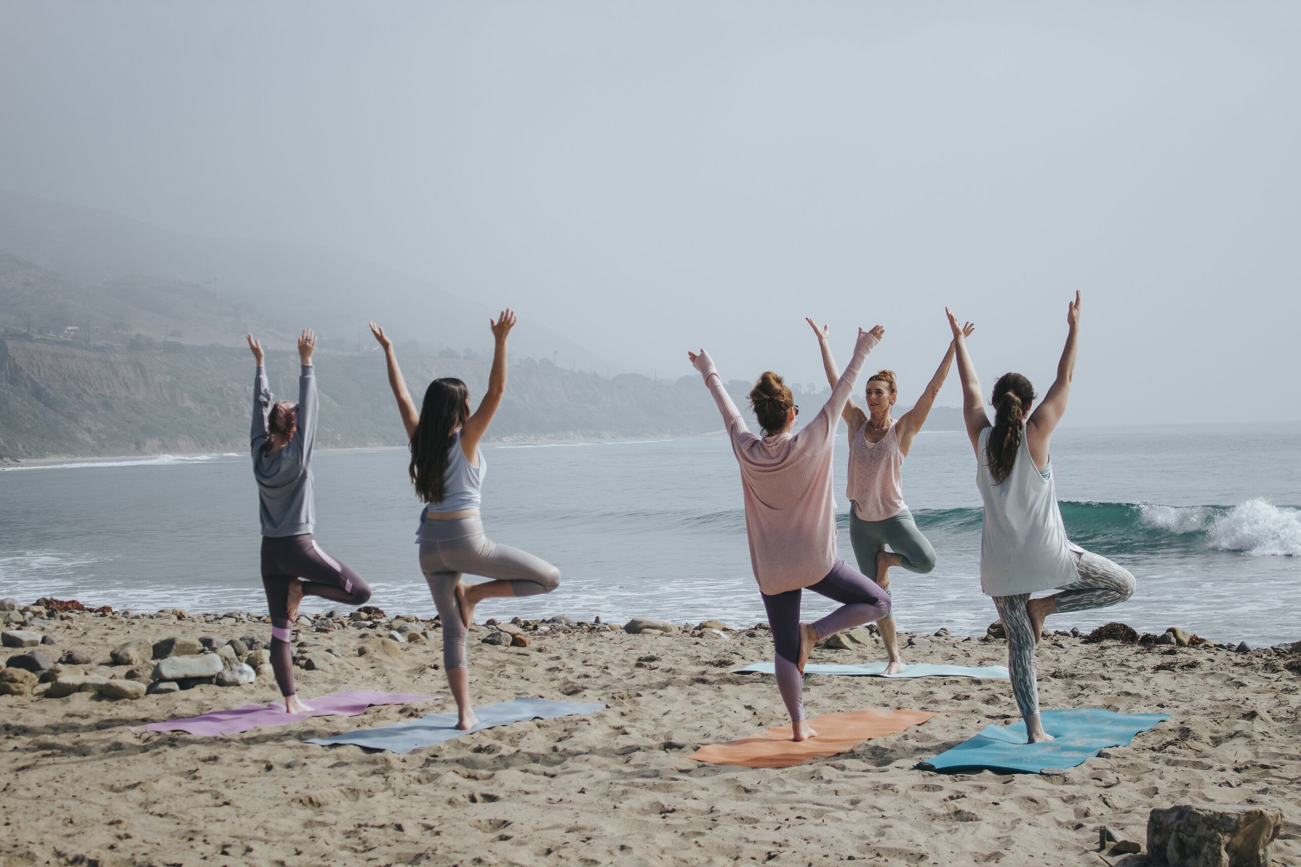 Group practicing self-care